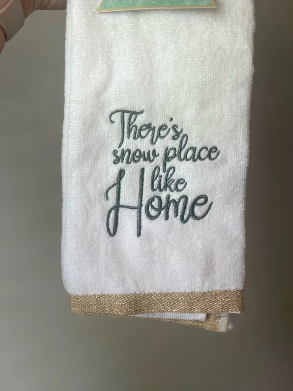 White 'There's Snow Place Like Home' Holiday Hand Towel
